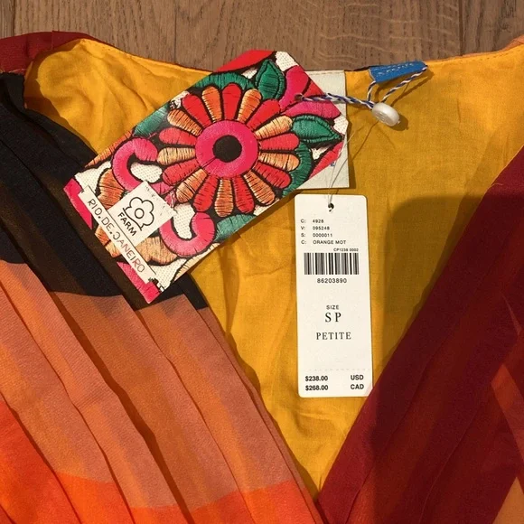 nwt farm rio anthropologie short-sleeve wrap front maxi dress - size S Petite - Picture 4 of 8